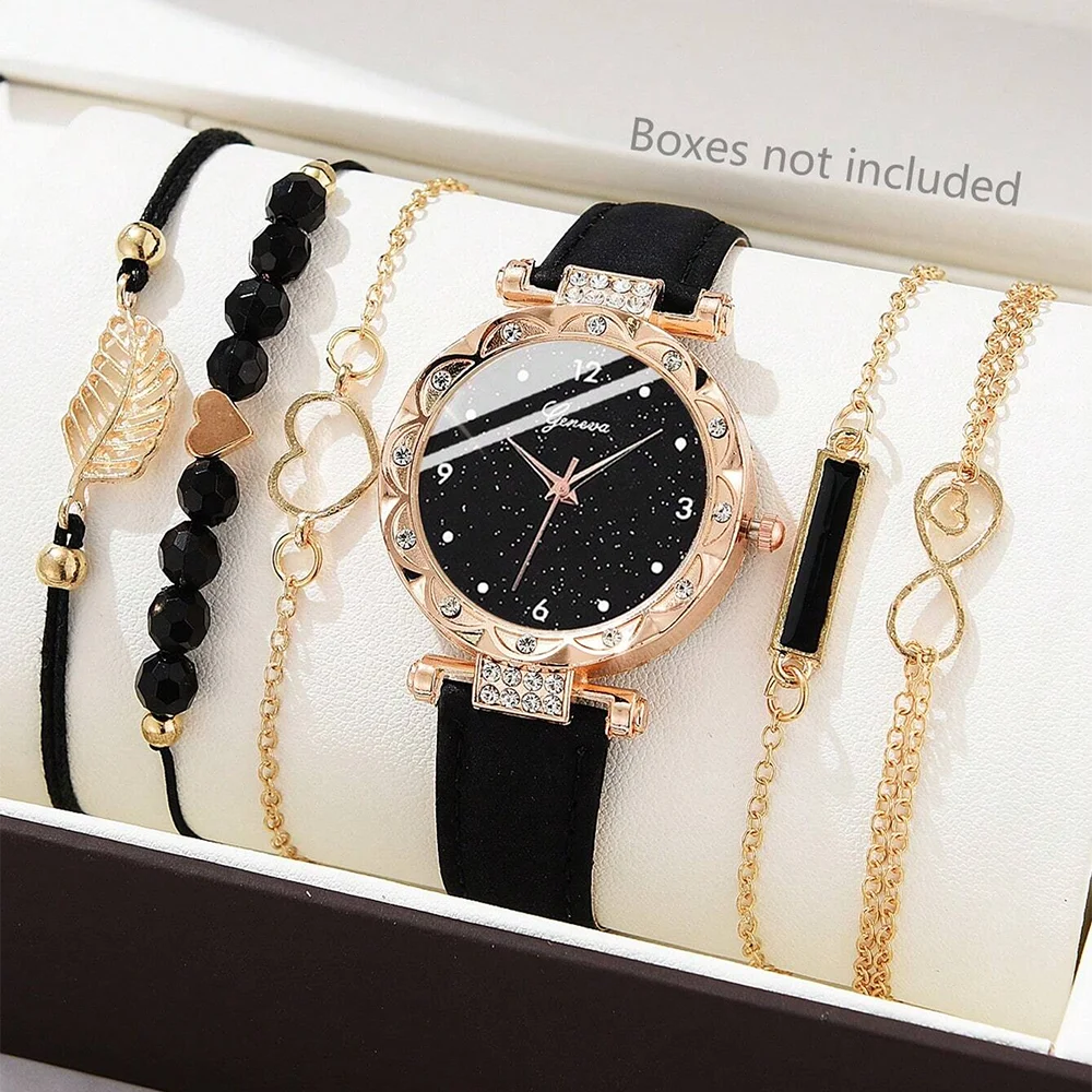 6PCS Set Watch For Women Luxury   Ladies
