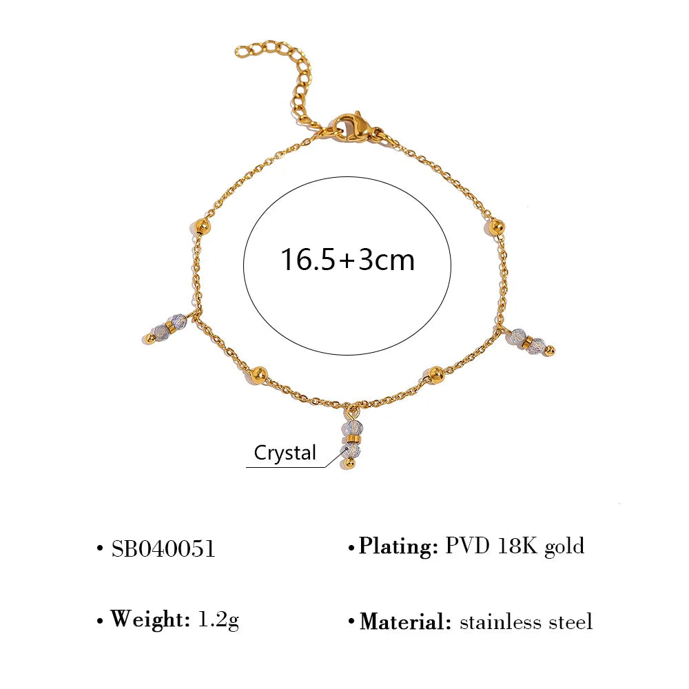 Trendy Stackable Natural Stones Shell Charms Bracelets for Women Multilayer Stainless Steel 18K Gold Plated Link Chains Jewelry