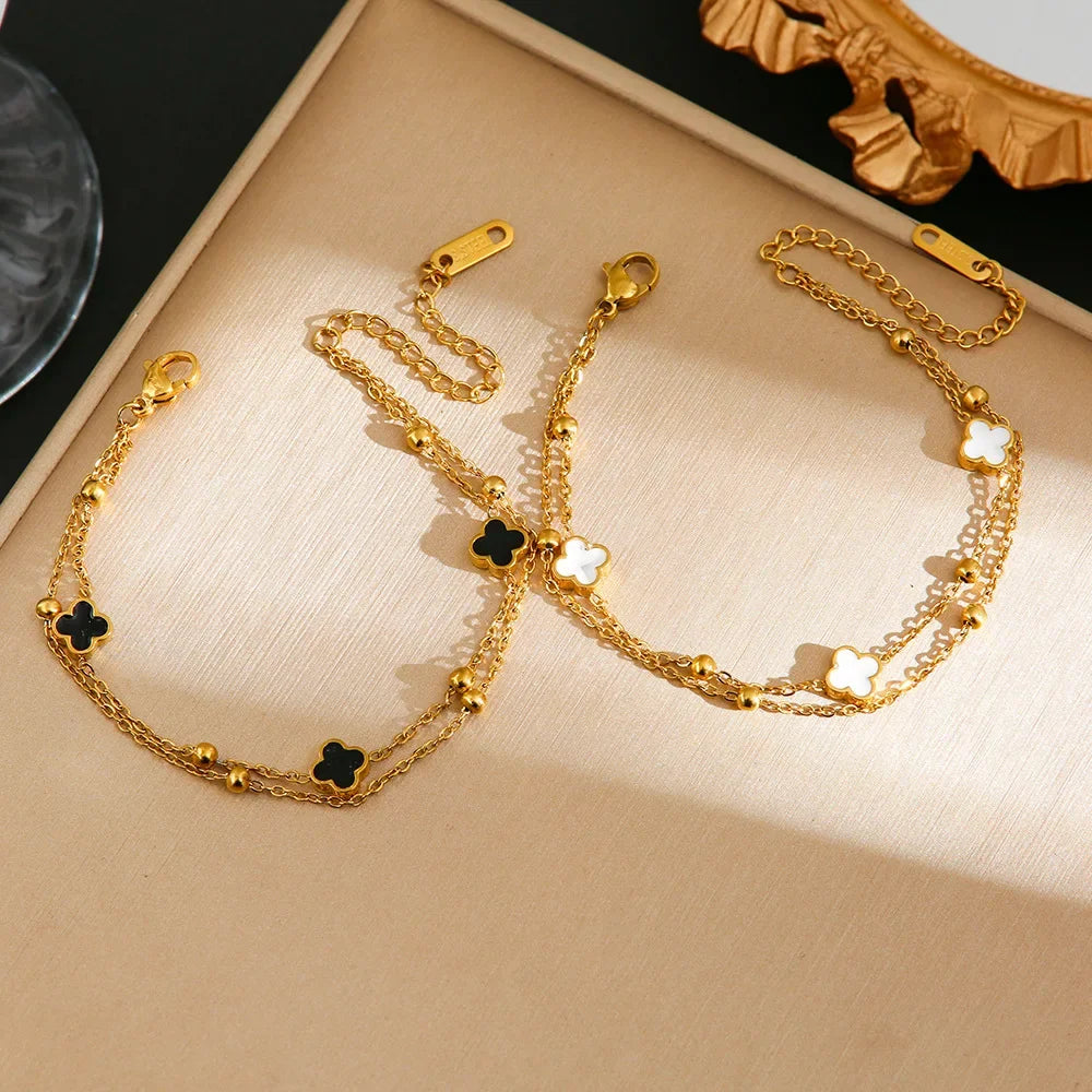 Four-Leaf Titanium Steel Bracelet Lucky Grass Versatile Elegant Hand Jewelry