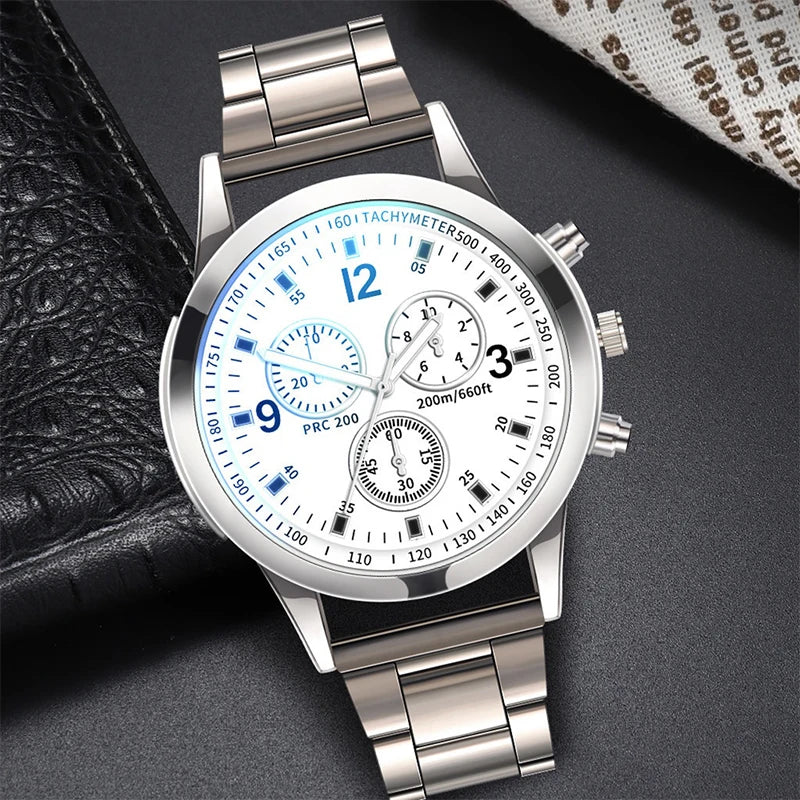 1/2PCS Men Business Watches Fashion Men's Steel Band Quartz Watch with Bracele
