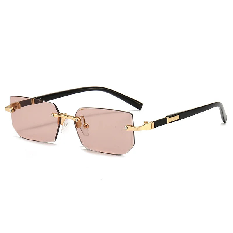Rimless Sunglasses Rectangle Fashion Popular Women Men