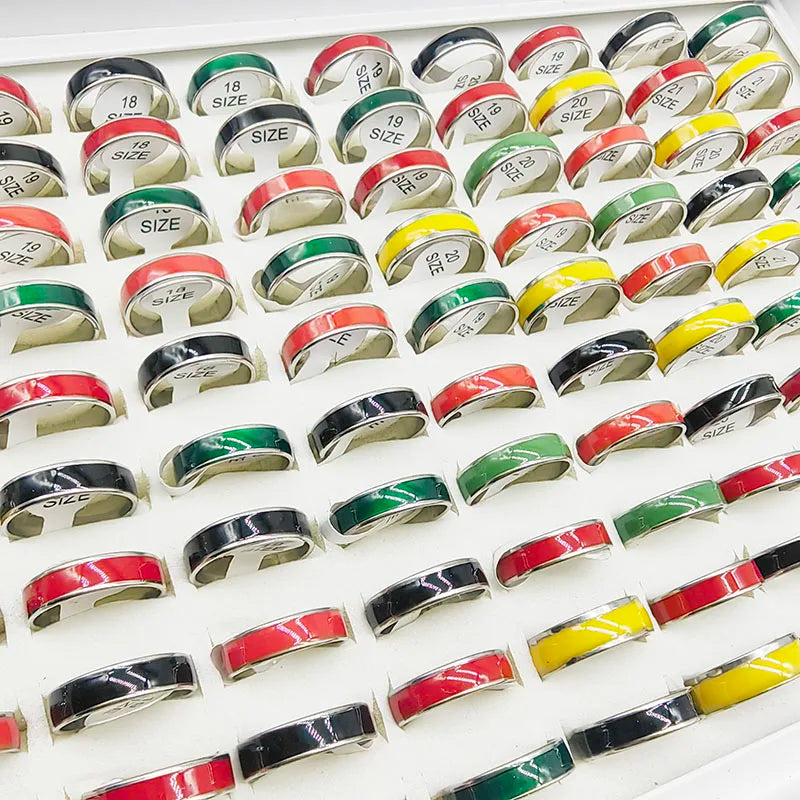 20pcs/Lot Factory Wholesale Hot Mix Style Simple Stainless Steel Finger Rings Men Women
