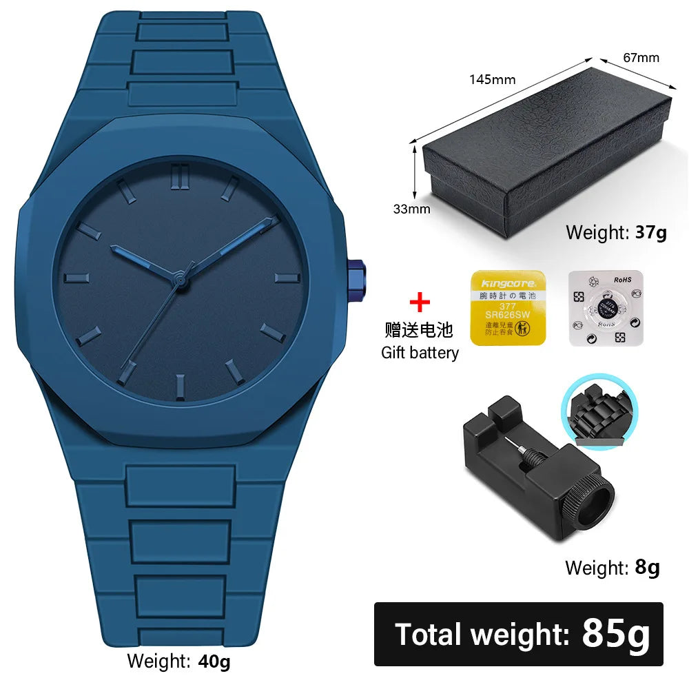 Minimalist Design Quartz Watch for Men Casual Lightweight Plastic Strap Waterproof Sports Business Watches Man Creative Clock