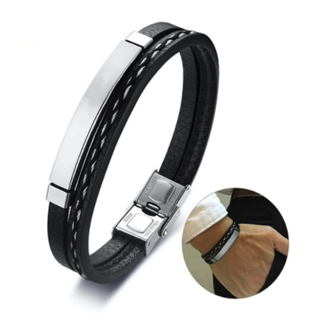 New Trendy Men Leatherwear Weave Bracelet
