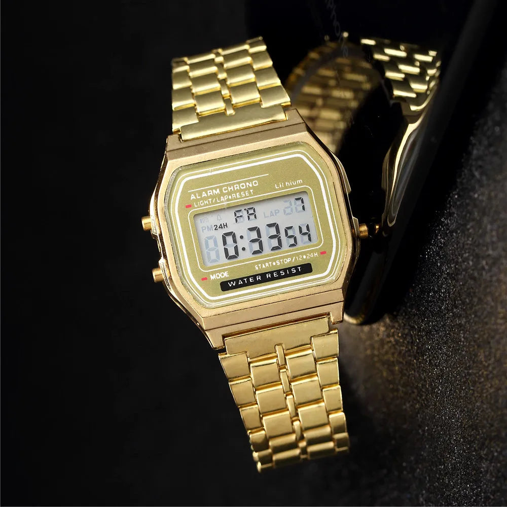 Digital Watches For Waterproof Bracelet Clock Gold