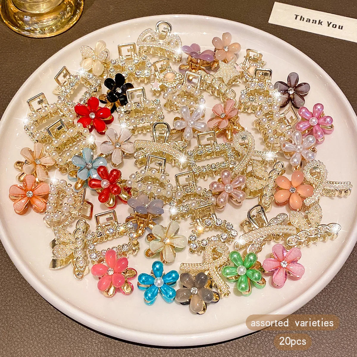 10 alloy rhinestone hair clips, fashionable small grab hair accessories
