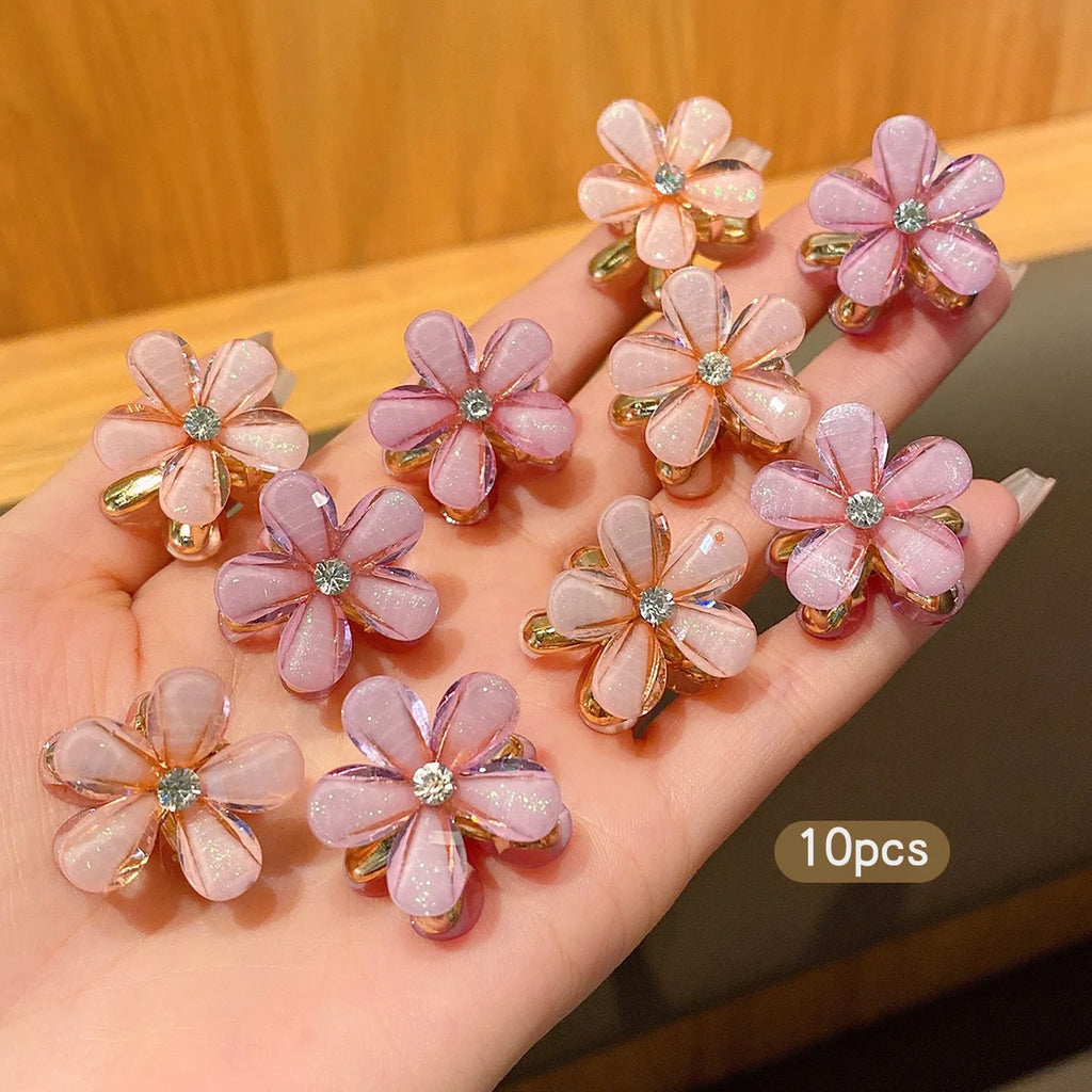 10 alloy rhinestone hair clips, fashionable small grab hair accessories
