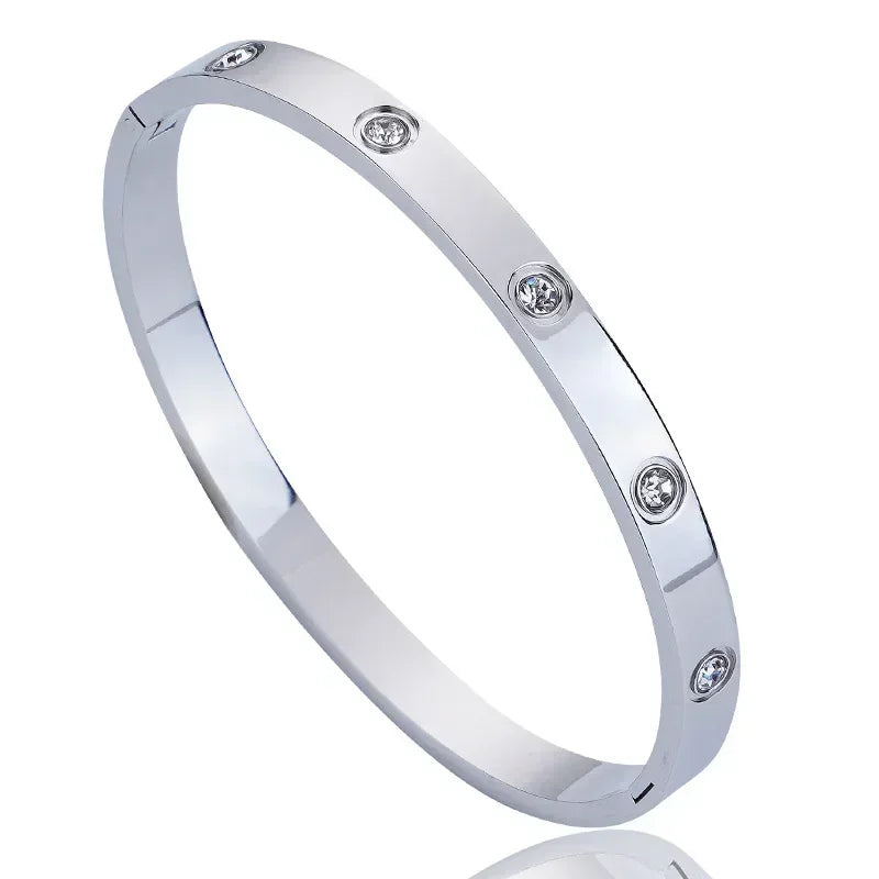 Stainless Steel Cubic Zirconia Bracelet for Women Men