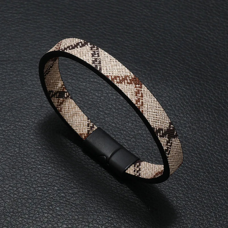 Trendy Leather Bracelets Men Stainless Steel Multilayer