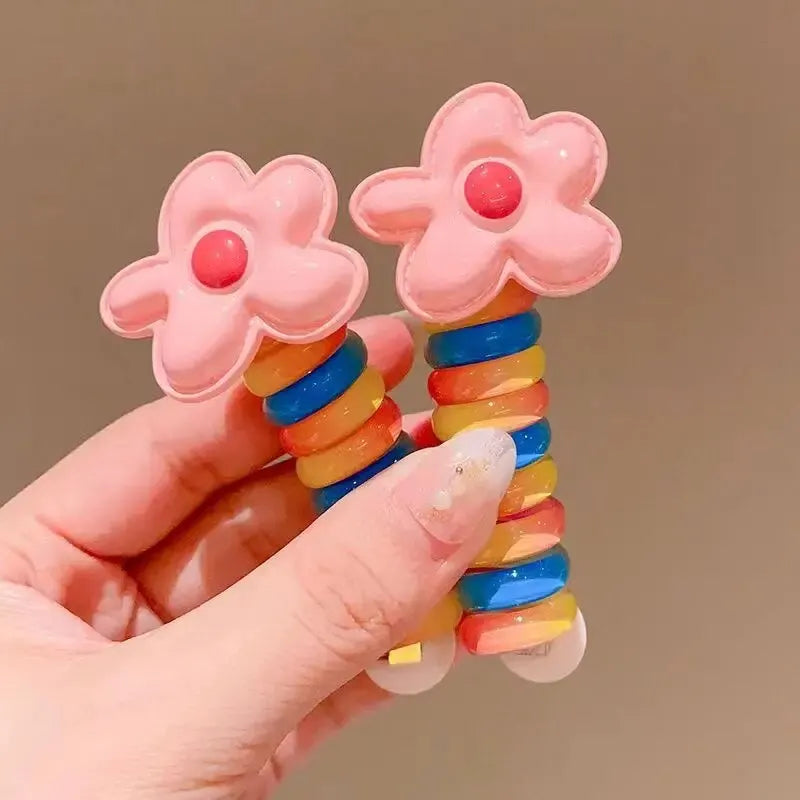 2Pcs Girls Elastic Rubber Bands Children Telephone Wire Hair