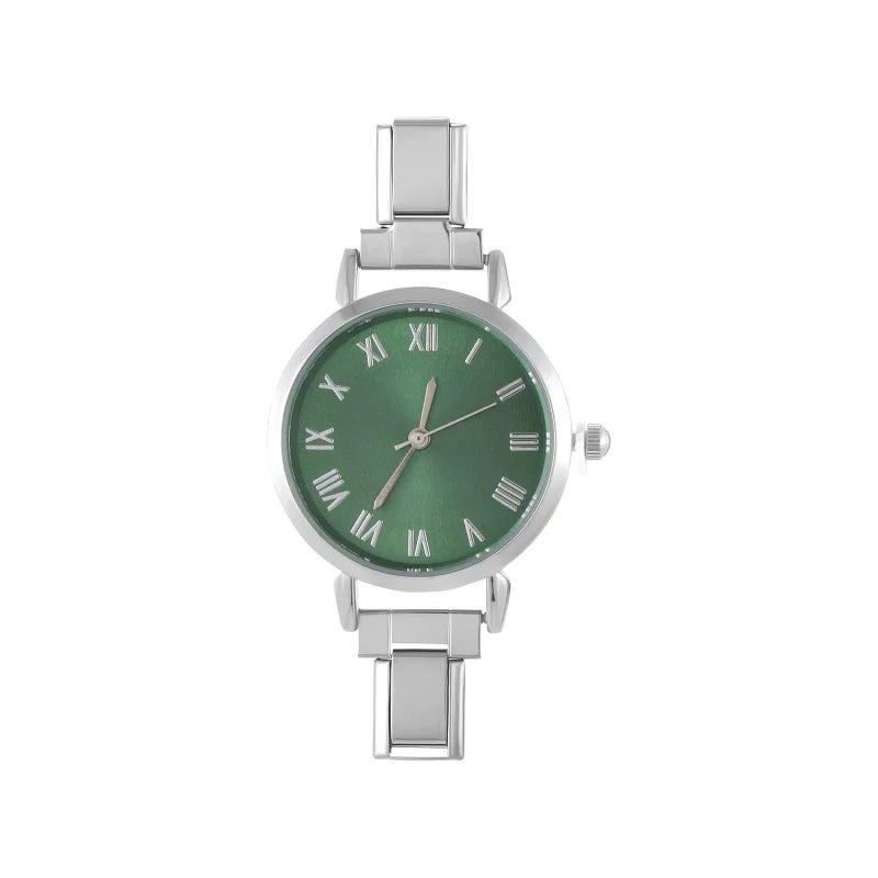 Men Women's Stainless Steel Round Simple Watch