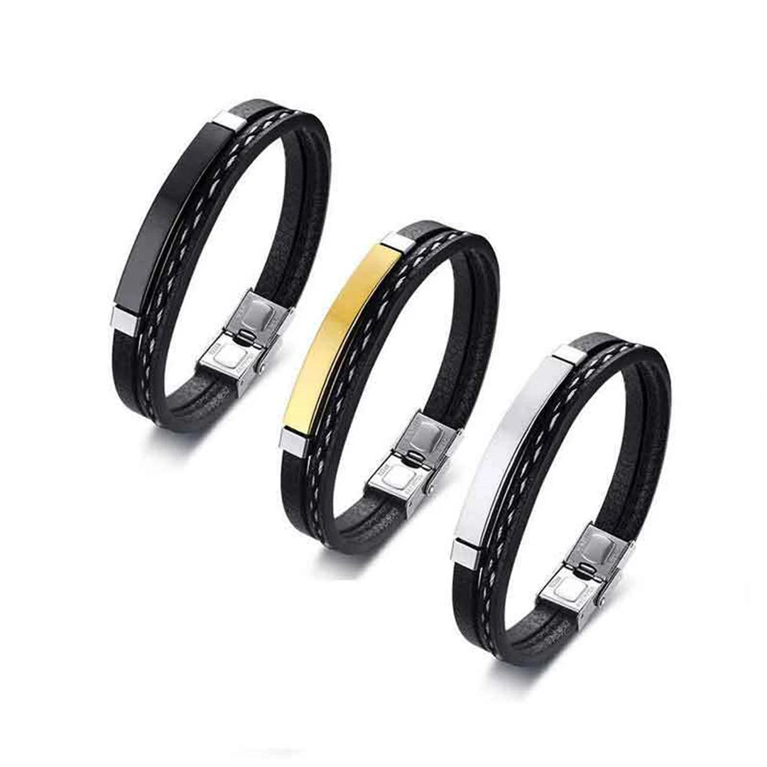 New Trendy Men Leatherwear Weave Bracelet