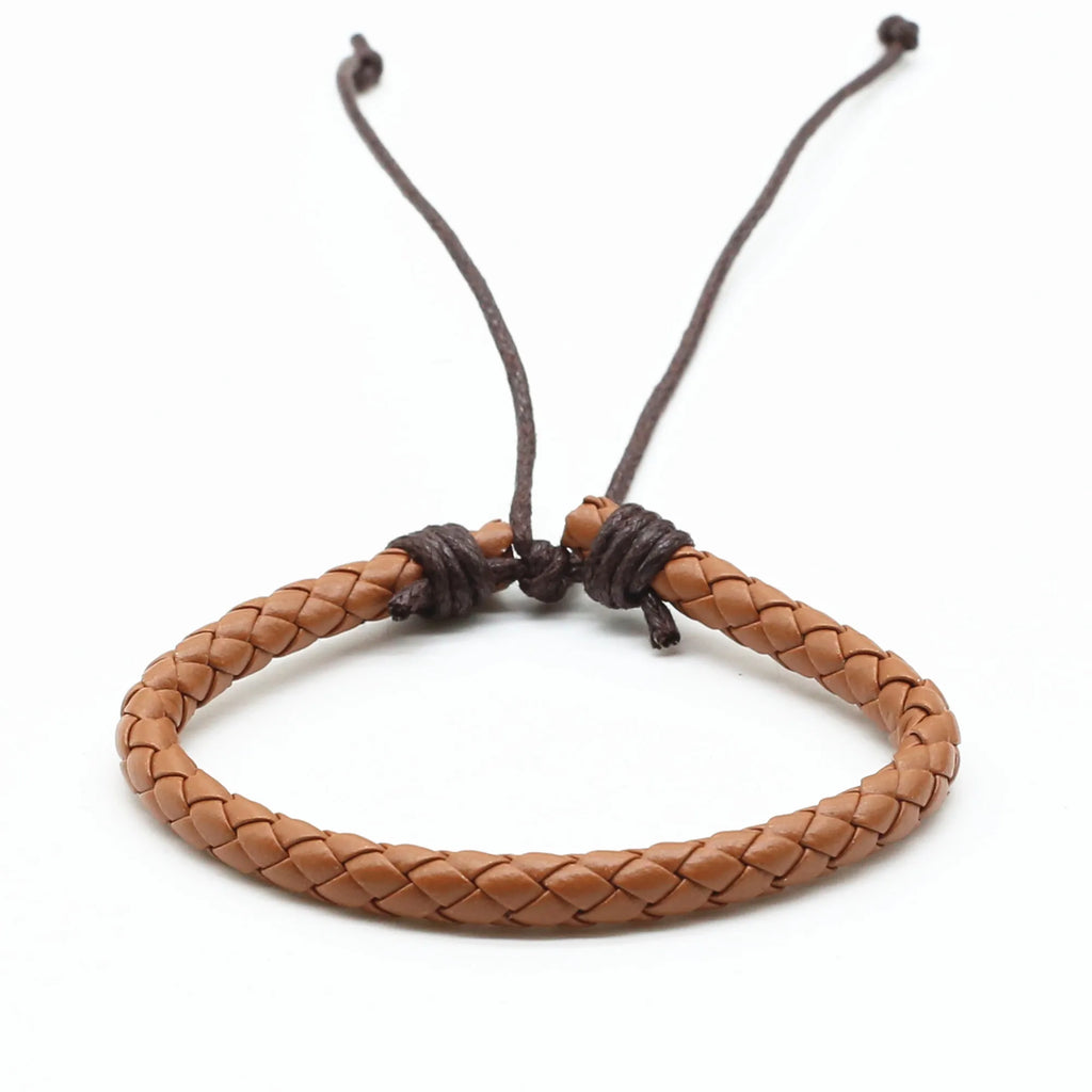Brown  Braided Men Bracelets For Women Wristbands Bangle Male