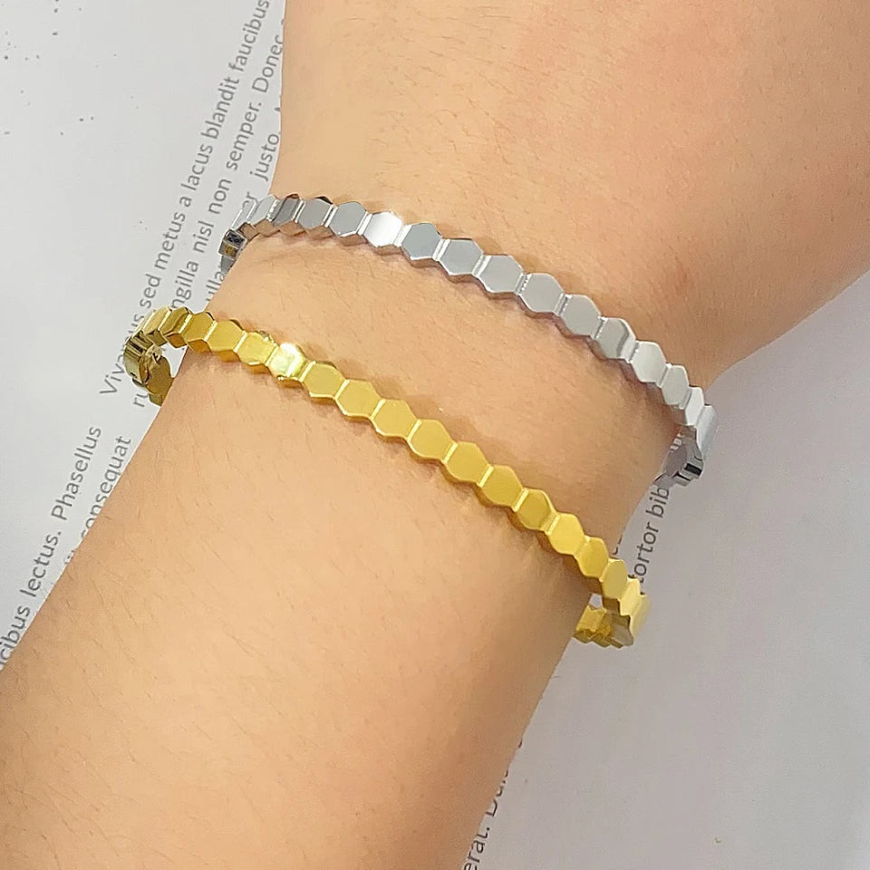 Stainles Steel Open Hexagon Bracelet For Women High-quality