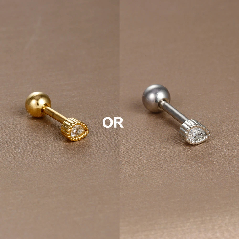 1PC  Stainless Steel Mini Zircon Cartilage Piercing Stud Earring