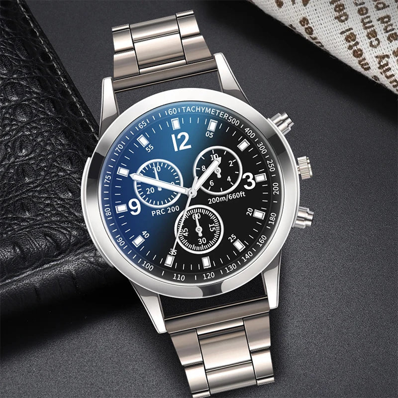 1/2PCS Men Business Watches Fashion Men's Steel Band Quartz Watch with Bracele