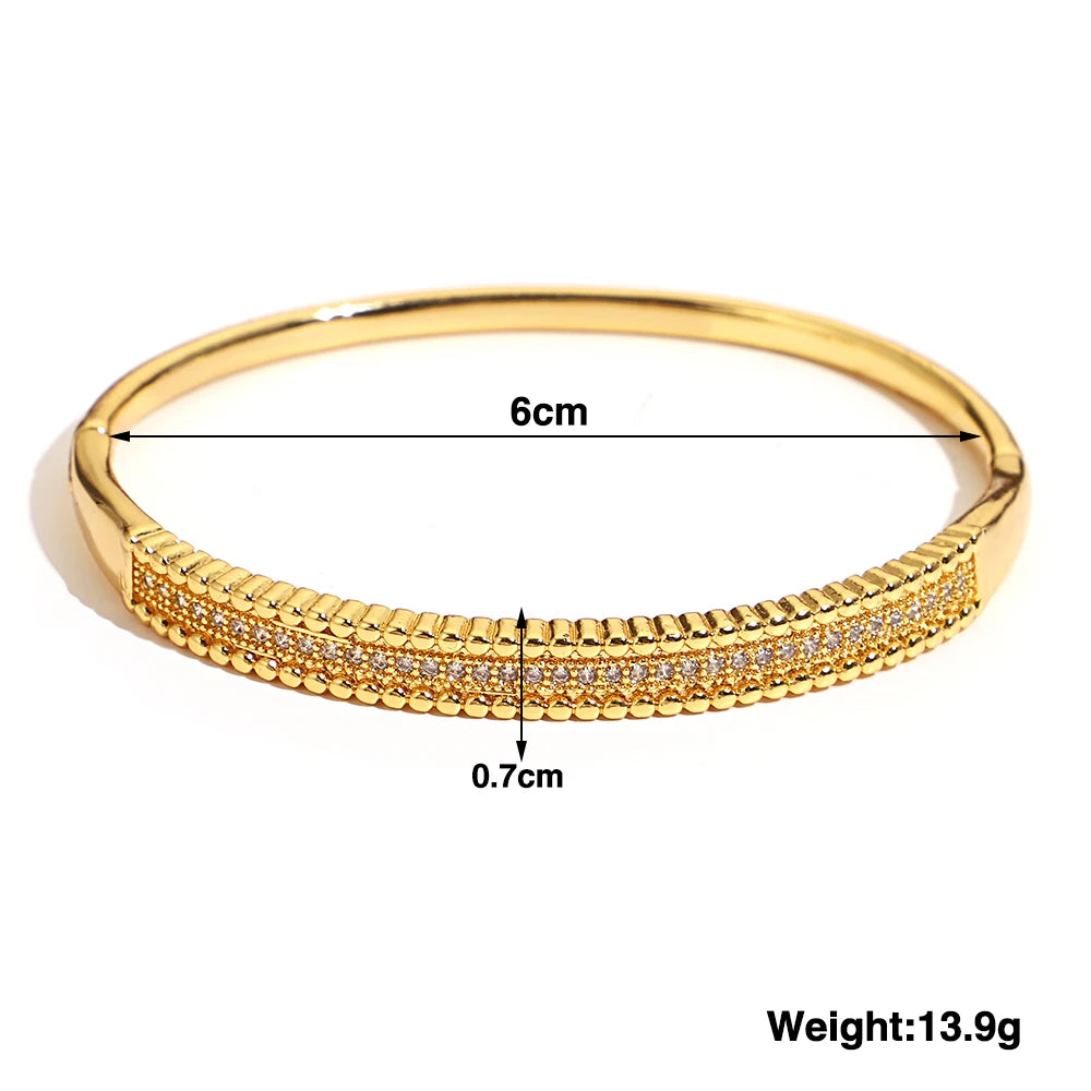 Greatera Trendy Gold Plated 316L Stainless Steel Bangles Bracelets for Women Delicate Cubic Zirconia Bracelet Party Jewelry 2024