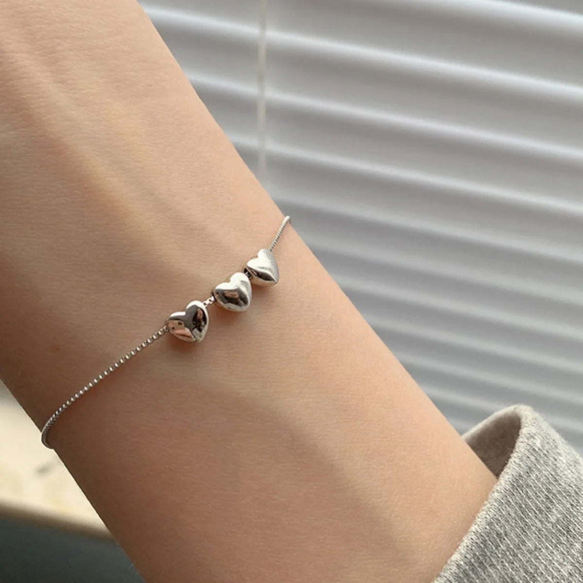 Minimalist Stainless Steel Love Heart Bracelets For Women Men Punk Vintage Silver Color Heart Adjutable Bangles Party Jewelry