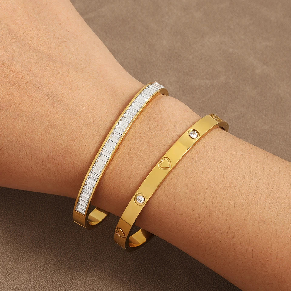2 Pieces Stainless Steel Bangle Bracelet