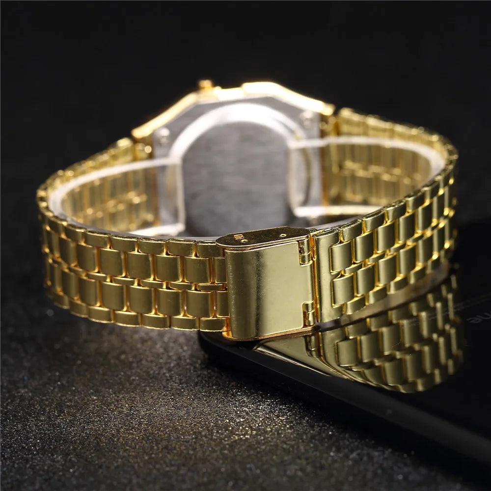 Digital Watches For Waterproof Bracelet Clock Gold