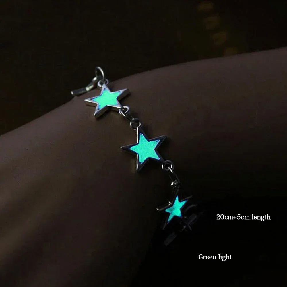 Fashion Star Flower Heart Fluorescent Luminous Glowing Bangle Glow In The Dark Bracelets for Women Men Halloween Gift
