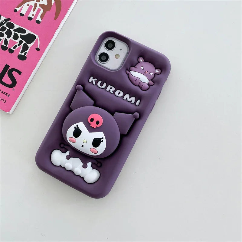3D Cartoon i Telescopic Bracket Phone Case