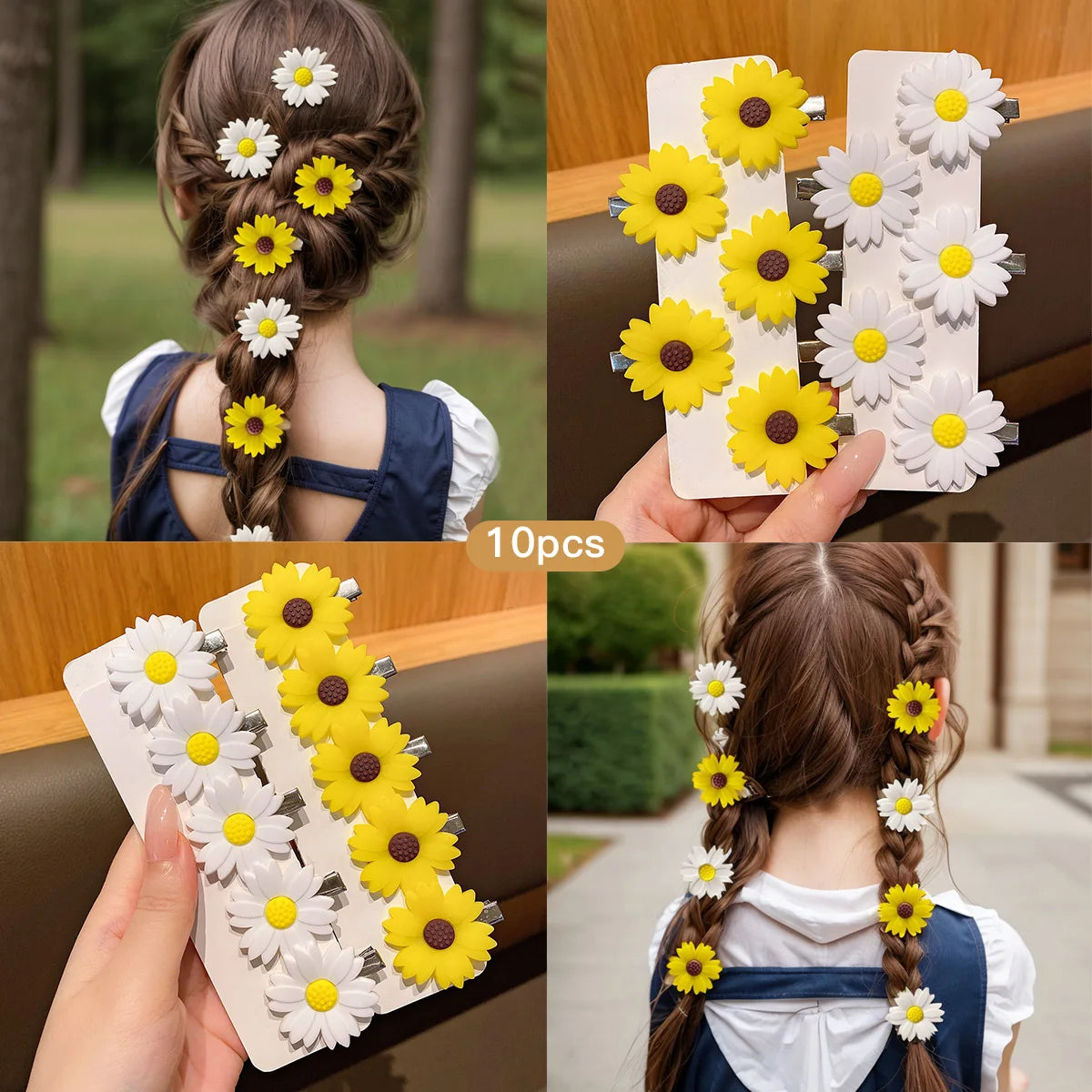 10 Sunflower Hair Clips Sweet