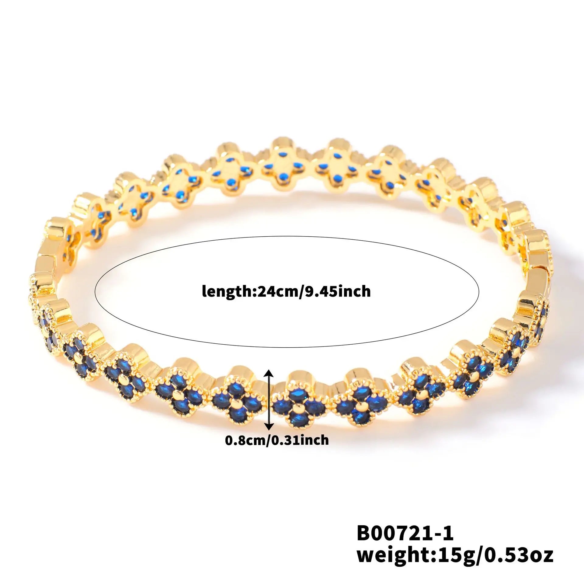 Four-leaf Flower Colorful Zircon Bangle