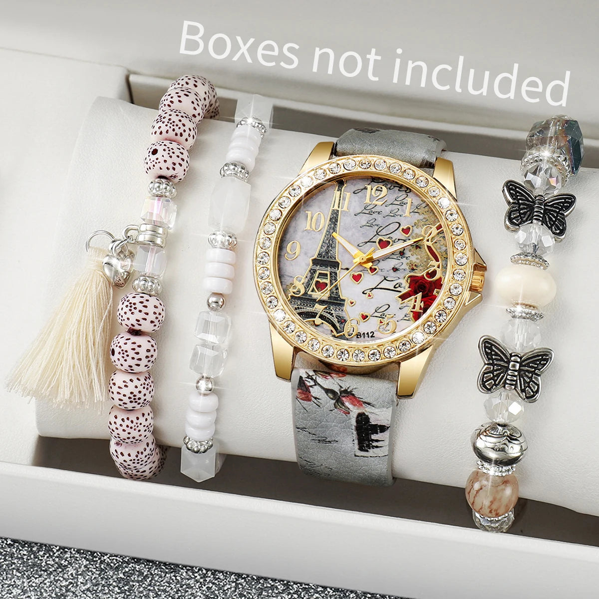 3/4/5PCS Fashion Rhinestone Women's Watch Flowers