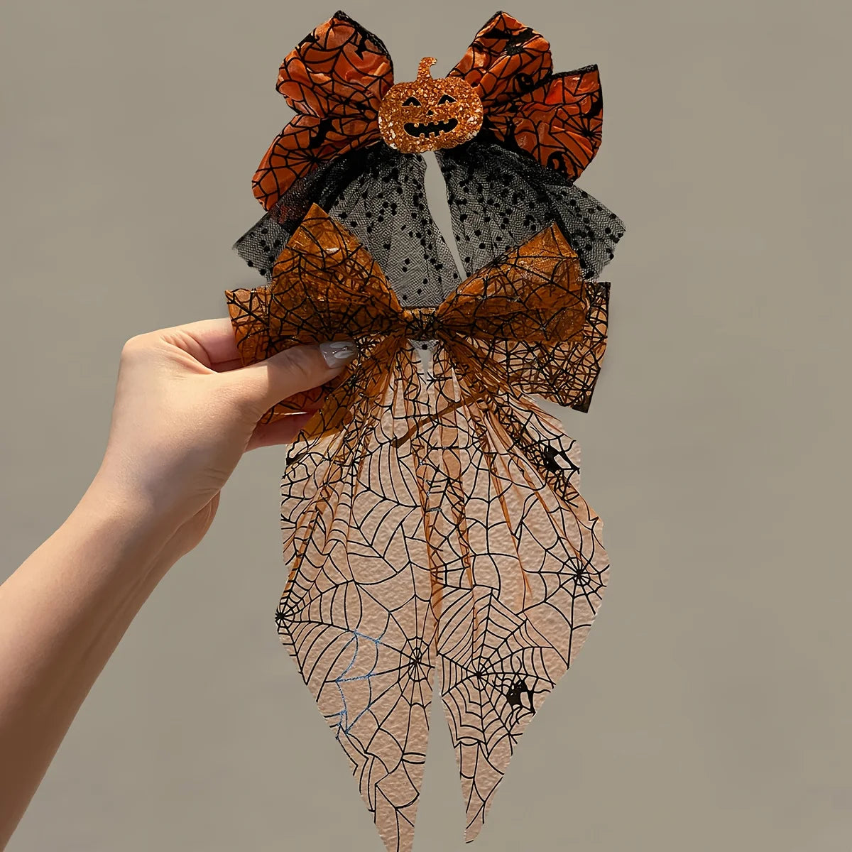 1/2pcspumpkin headed spider, bow tie mesh headband