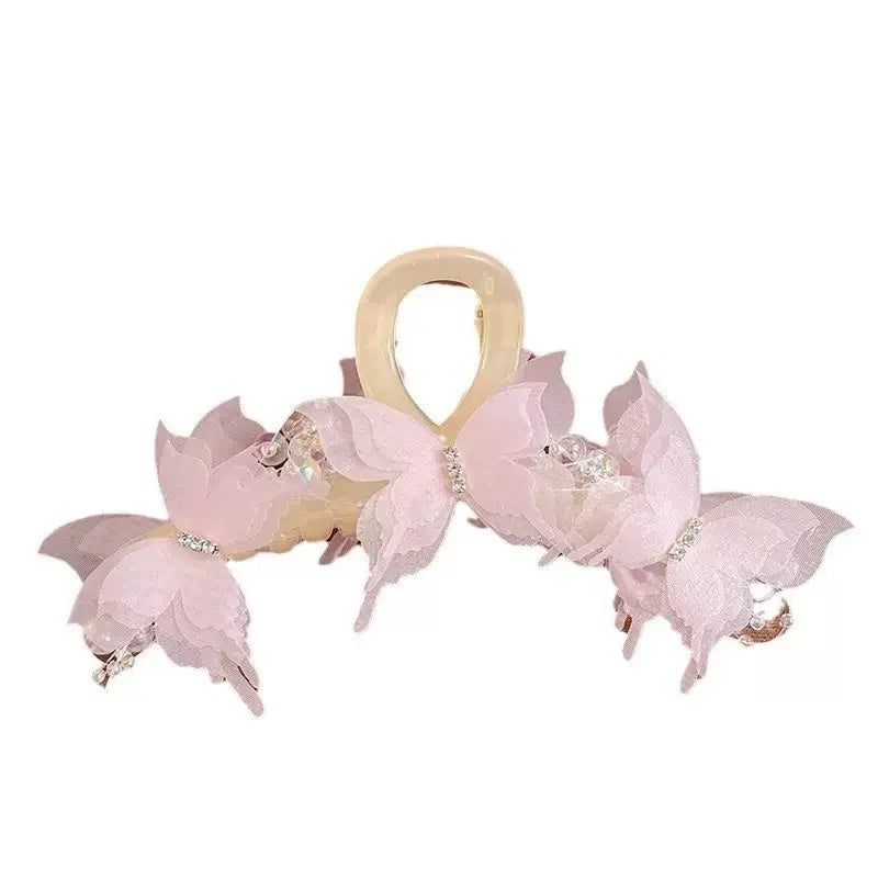 Light Blue/Pink Sheer Butterfly Claw Clip