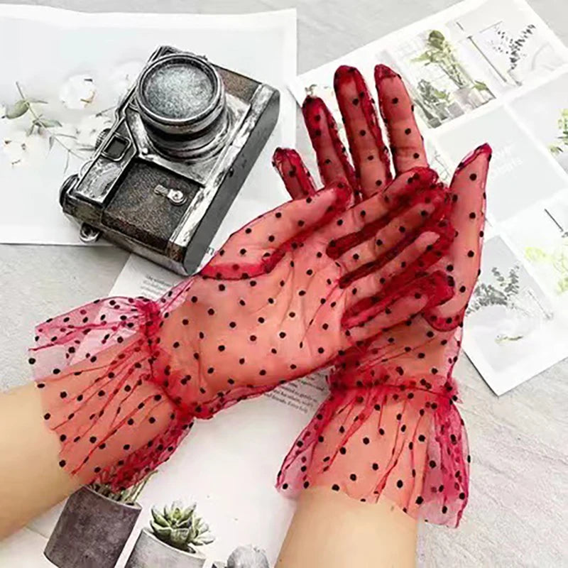 1pc Sexy Transparentes Dot Print Black White Mesh Tulle
