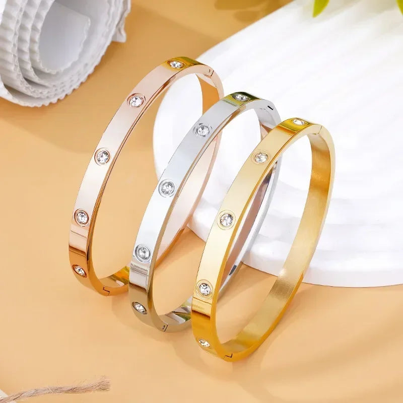 Stainless Steel Cubic Zirconia Bracelet for Women Men