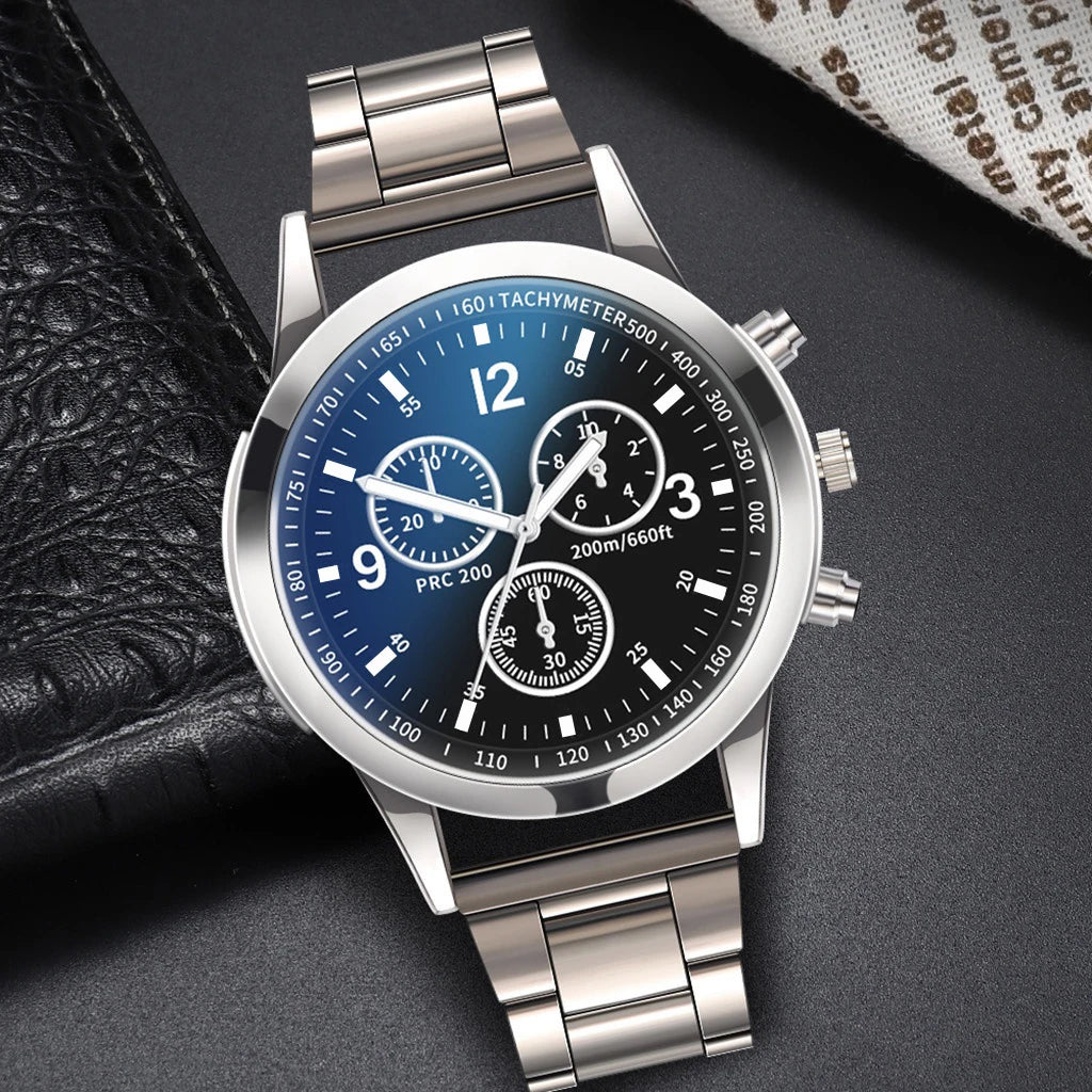 1/2PCS Men Business Watches Fashion Men's Steel Band Quartz Watch with Bracele