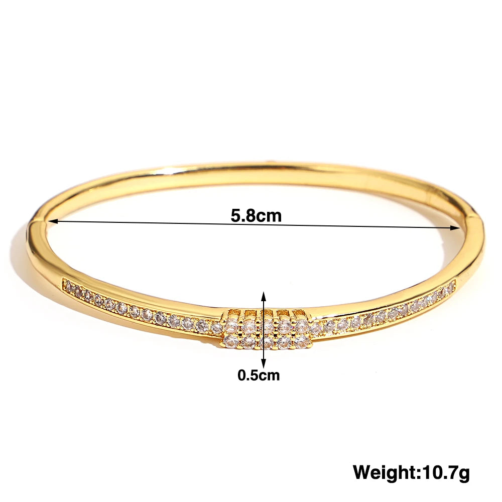 Greatera Trendy Gold Plated 316L Stainless Steel Bangles Bracelets for Women Delicate Cubic Zirconia Bracelet Party Jewelry 2024