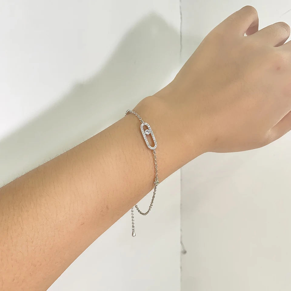 Classic Sliding Single Zircon Square Adjustable Bracelet