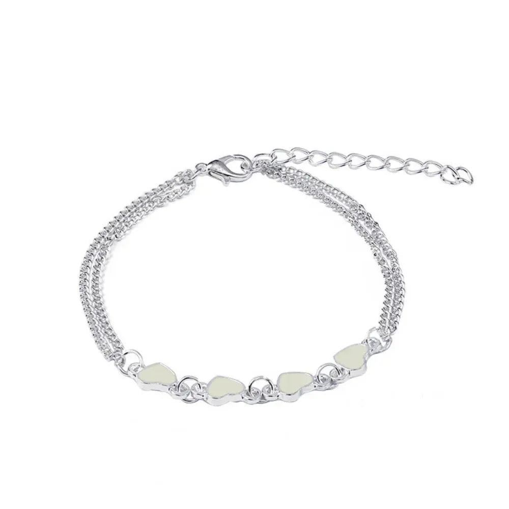 Fashion Star Flower Heart Fluorescent Luminous Glowing Bangle Glow In The Dark Bracelets for Women Men Halloween Gift