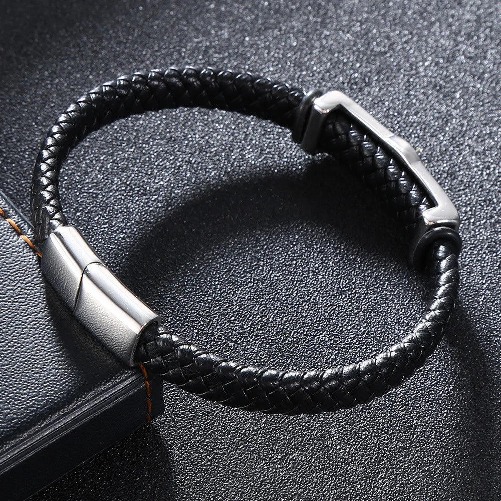 Stainless Steel Wrap Leather Viking Compass Bracelet Men Women