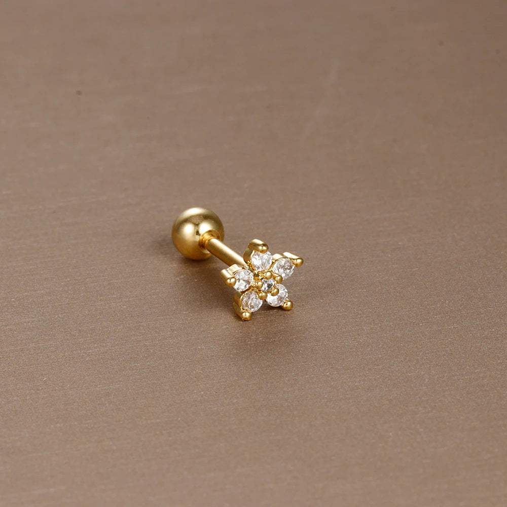 1PC  Stainless Steel Mini Zircon Cartilage Piercing Stud Earring