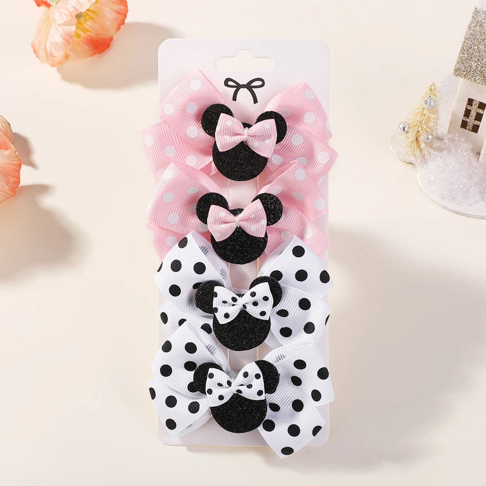 4Pcs/lot Baby Girl Lovely Polka Dot Bow Hair Clips