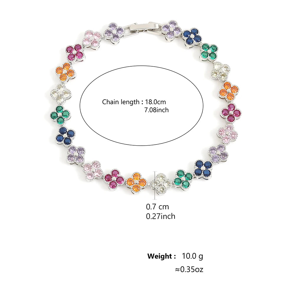 Luxury Brass Colorful Random Zircon Flowers Bracelets