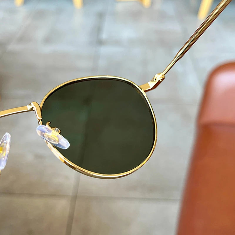 Retro Classic Round  Women Metal Frame Sunglasses