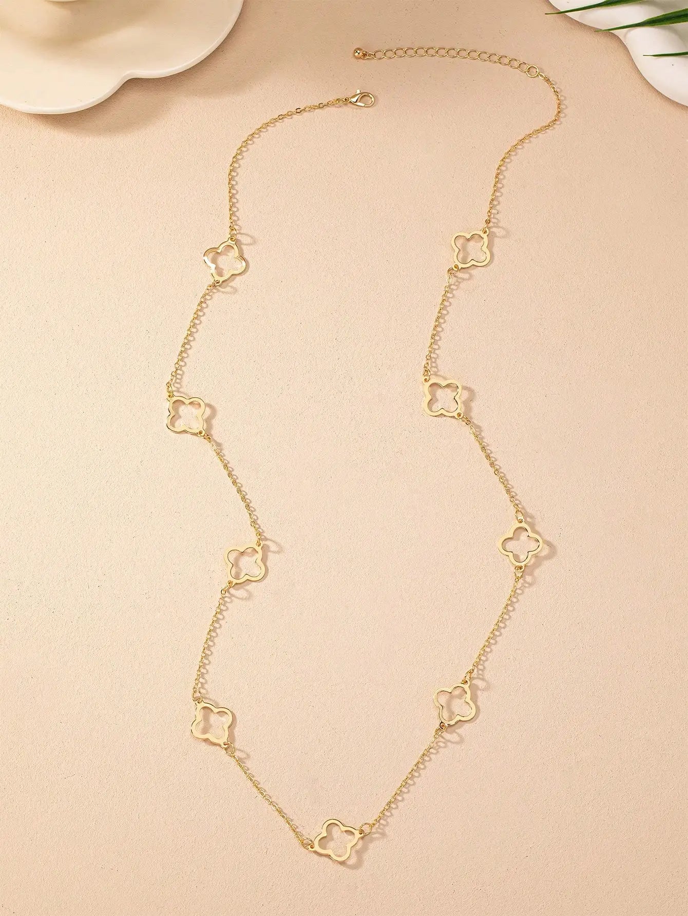 Gold Four Leaf Clover Necklace Clover Pendant Station Necklaces