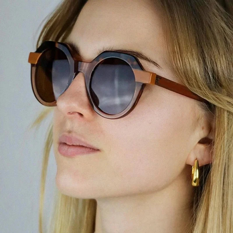 Ins Popular Fashion Round Women Punk Sunglasses  Men Trending Sun Glasses Gradient Shades UV400