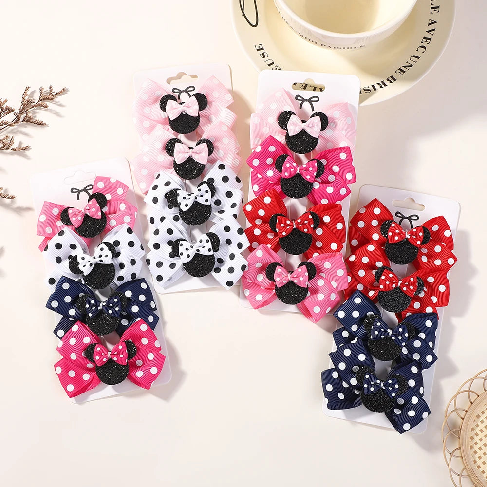 4Pcs/lot Baby Girl Lovely Polka Dot Bow Hair Clips