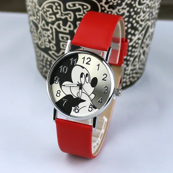 Disney Mickey Children's Watches For Kids Leather Strap Ladies