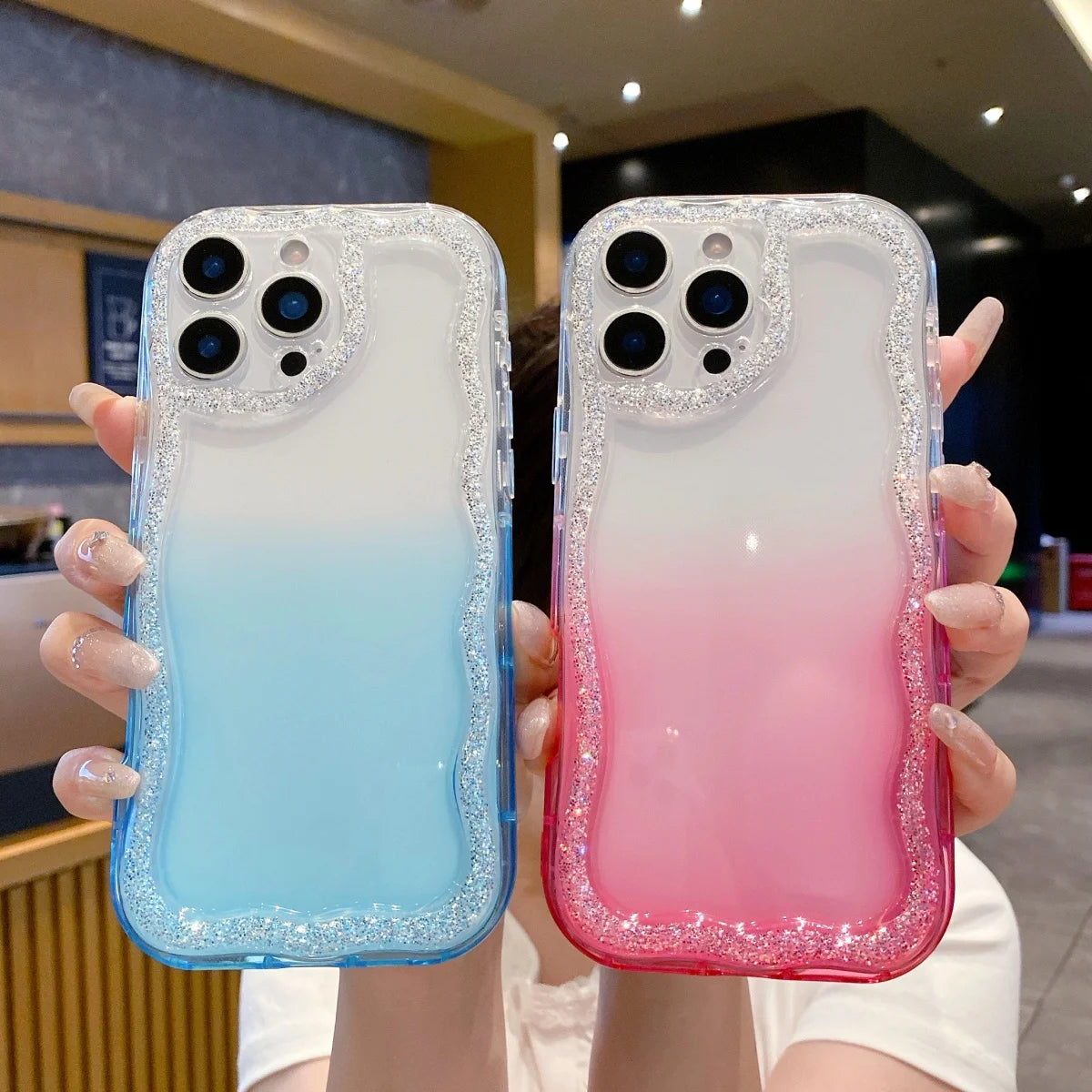 Cute Wave Glitter Border Soft Silicone Phone Case