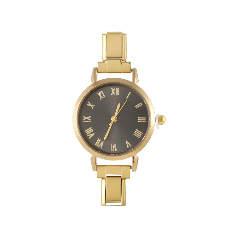 Men Women's Stainless Steel Round Simple Watch