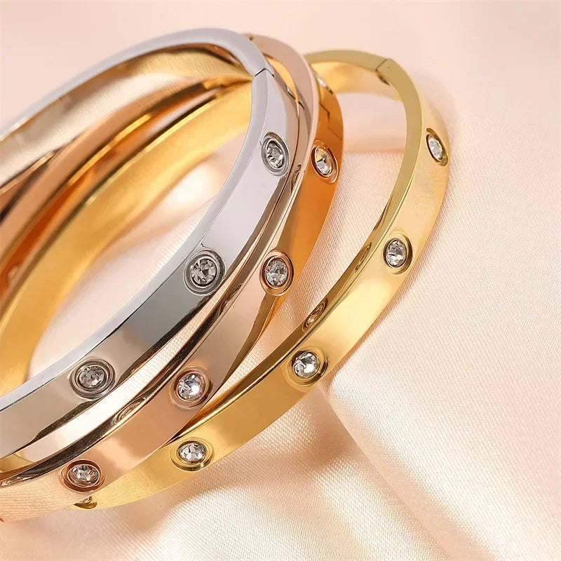 Stainless Steel Cubic Zirconia Bracelet for Women Men