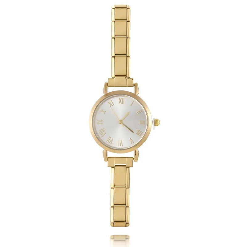 Men Women's Stainless Steel Round Simple Watch